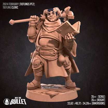 Tiefling Cleric | TABLETOP SCALE | D&D TTRPG Miniature | Bite the Bullet | Unpainted, Unplated Resin 8k