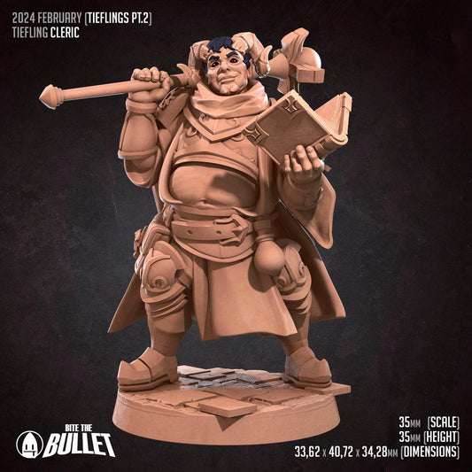 Tiefling Cleric | TABLETOP SCALE | D&D TTRPG Miniature | Bite the Bullet | Unpainted, Unplated Resin 8k