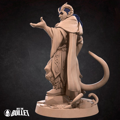 Tiefling Druid, Male | TABLETOP SCALE | D&D TTRPG Miniature | Bite the Bullet