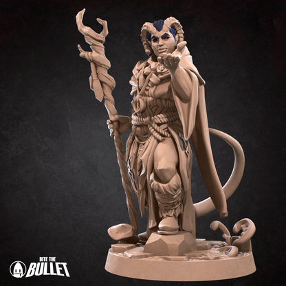 Tiefling Druid, Male | TABLETOP SCALE | D&D TTRPG Miniature | Bite the Bullet