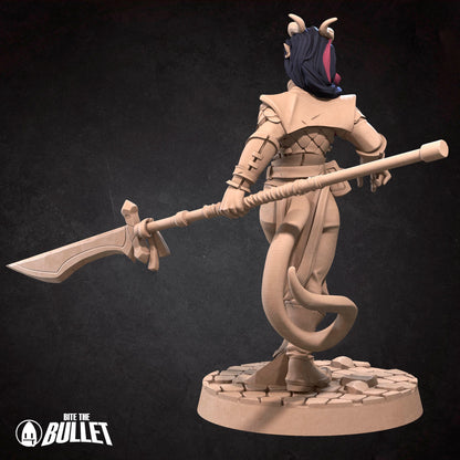 Tiefling Fighter | TABLETOP SCALE | D&D TTRPG Miniature | Bite the Bullet | Unpainted, Unplated Resin 8k