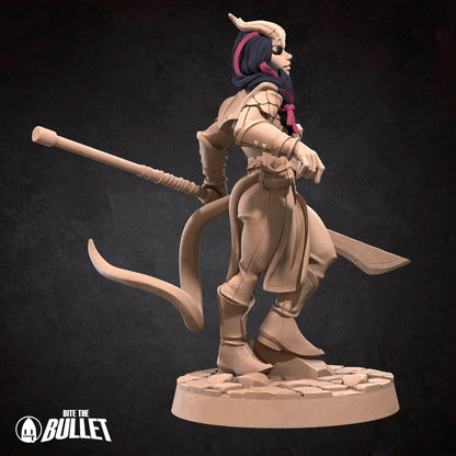 Tiefling Fighter | TABLETOP SCALE | D&D TTRPG Miniature | Bite the Bullet | Unpainted, Unplated Resin 8k