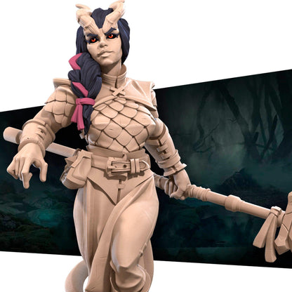 Tiefling Fighter | TABLETOP SCALE | D&D TTRPG Miniature | Bite the Bullet | Unpainted, Unplated Resin 8k