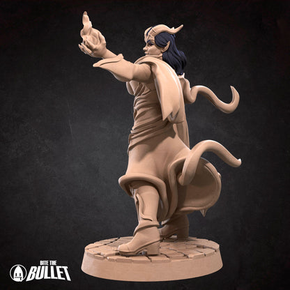 Tiefling Sorceress | TABLETOP SCALE | D&D TTRPG Miniature | Bite the Bullet | Unpainted, Unplated Resin 8k