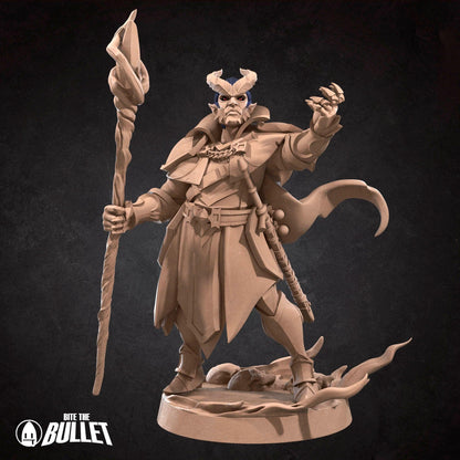 Tiefling Warlock | TABLETOP SCALE | D&D TTRPG Miniature | Bite the Bullet | Unpainted, Unplated Resin 8k