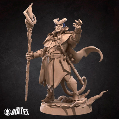Tiefling Warlock | TABLETOP SCALE | D&D TTRPG Miniature | Bite the Bullet | Unpainted, Unplated Resin 8k
