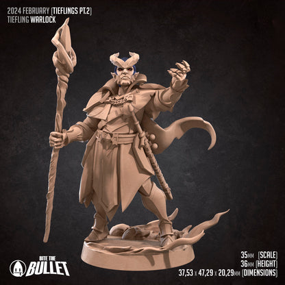 Tiefling Warlock | TABLETOP SCALE | D&D TTRPG Miniature | Bite the Bullet | Unpainted, Unplated Resin 8k