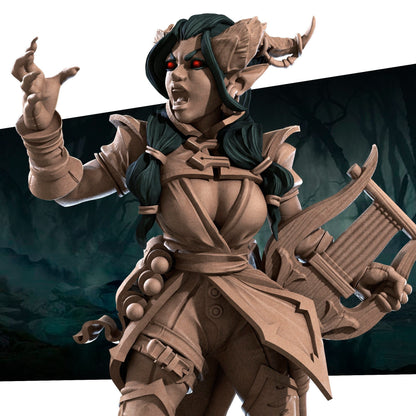 Tiefling Bard, Female | TABLETOP SCALE | D&D TTRPG Miniature | Bite the Bullet | Unpainted, Unplated Resin 8k