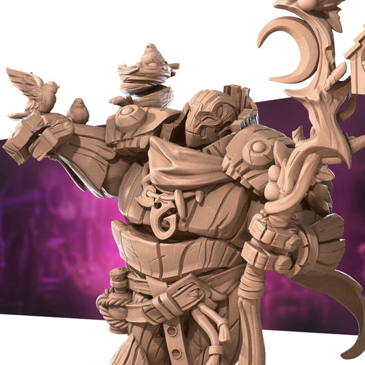 Warforged Druid | TTRPG Miniature | Bite the Bullet | Unpainted, Unplated Resin 8k