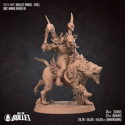 Bullet Rings, Warg Riders | TABLETOP SCALE | TTRPG Miniature | Bite the Bullet | Unpainted, Unplated Resin 8k