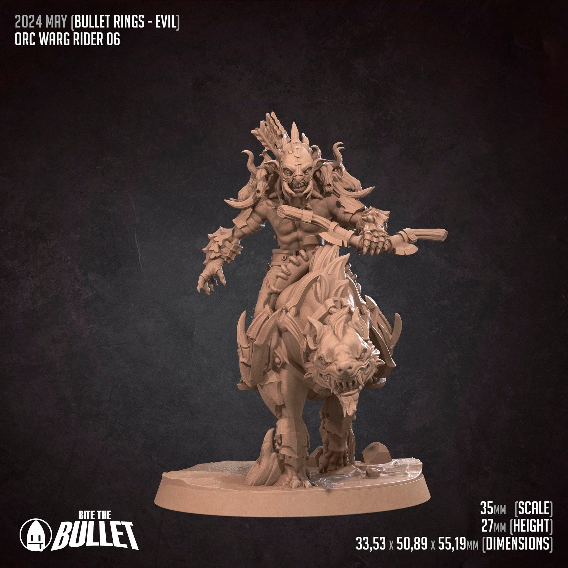 Bullet Rings, Warg Riders | TABLETOP SCALE | TTRPG Miniature | Bite the Bullet | Unpainted, Unplated Resin 8k