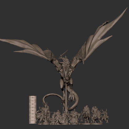 Bullet Rings, Witch King Mounted | TABLETOP SCALE | D&D TTRPG Miniature | Bite the Bullet | Unpainted, Unplated Resin 8k