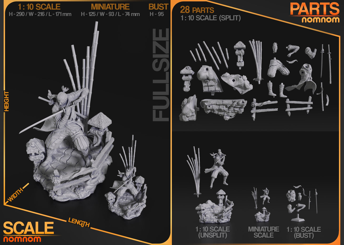 One Armed Wolf | Resin Garage Kit Figure Game Fan Art | Nomnom Figures