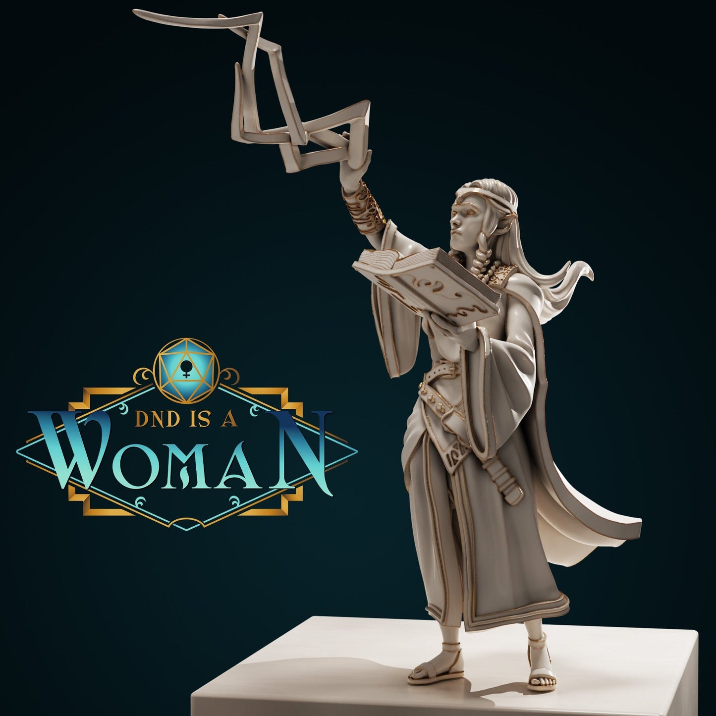 Elf Wizard, Elirea | D&D TTRPG Miniature | DnD Is A Woman | NO BASE