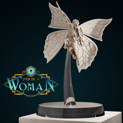 Fairy Paladin D&D miniature by Tattles Told 3D, depicting a female fairy warrior without a base, detailed fantasy character figure.