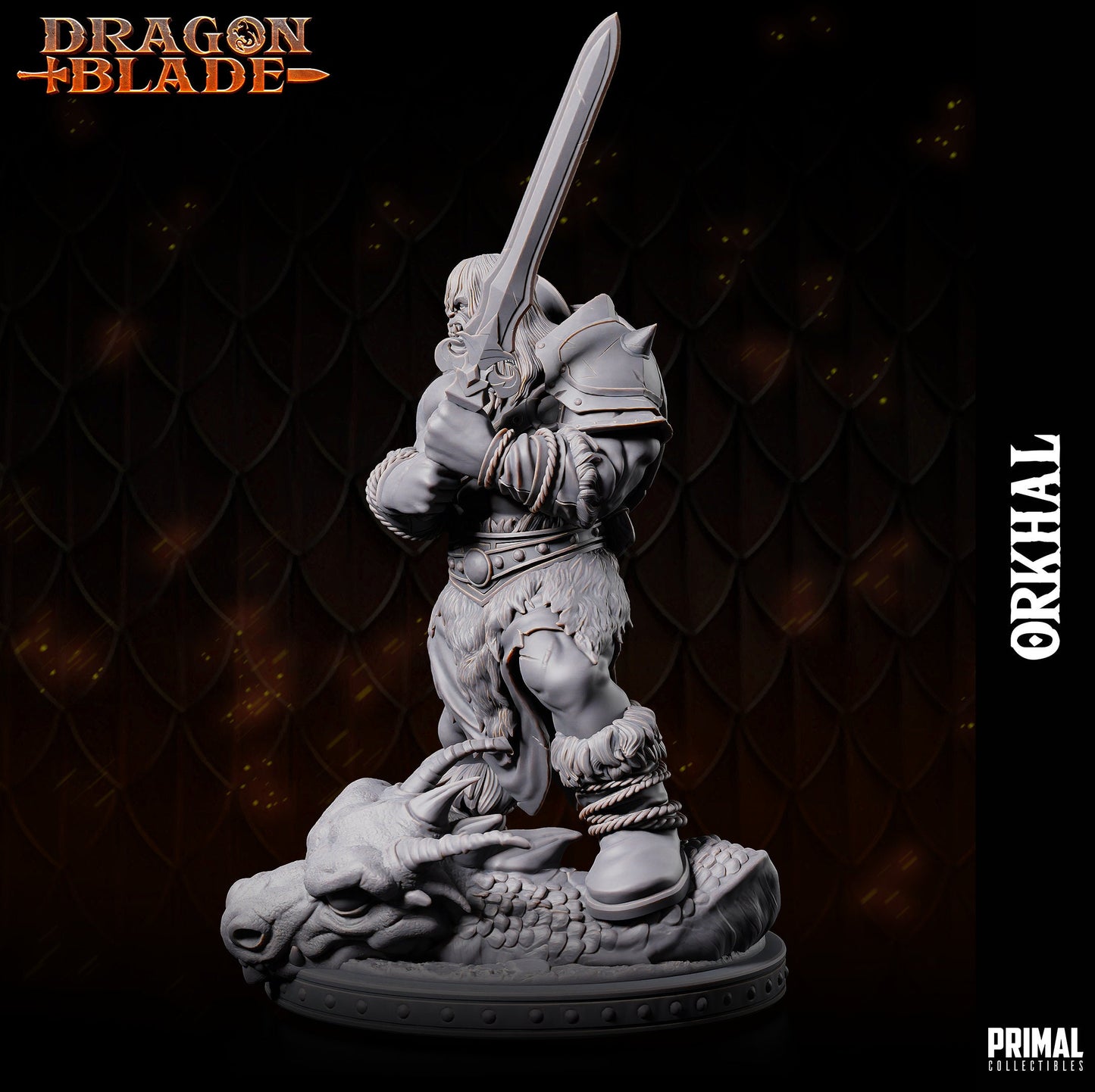 Barbarian Orc Orkhal | Tabletop Scale | TTRPG D&D Miniature | Primal Collectibles
