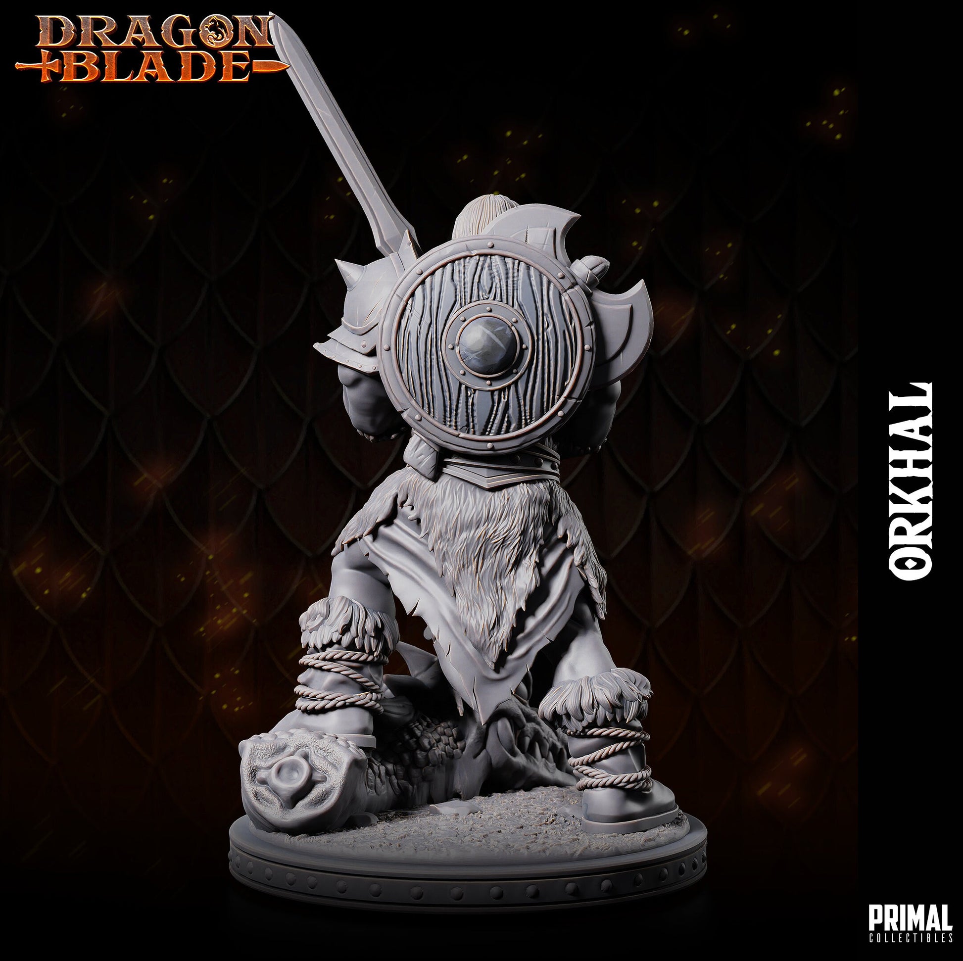 Barbarian Orc Orkhal | Tabletop Scale | TTRPG D&D Miniature | Primal Collectibles