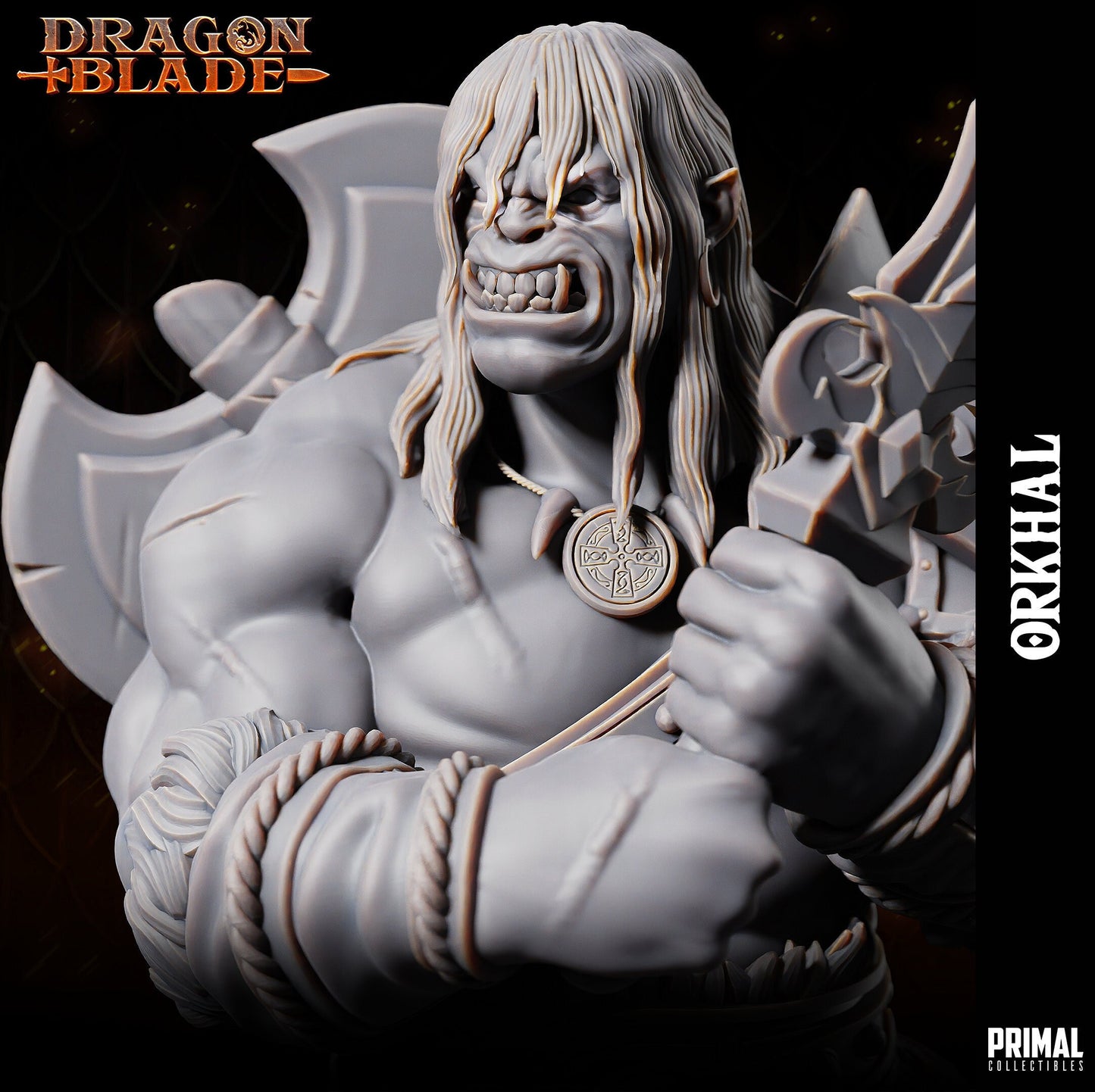 Barbarian Orc Orkhal | Tabletop Scale | TTRPG D&D Miniature | Primal Collectibles