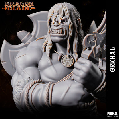 Barbarian Orc Orkhal | Dragonblade | TTRPG D&D Miniature | Primal Collectibles