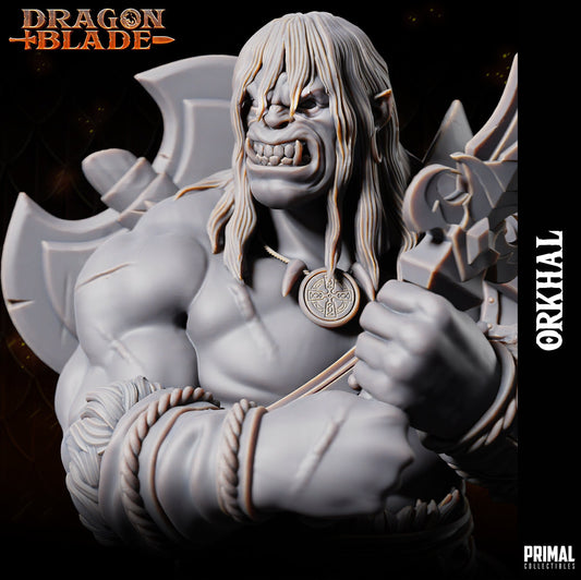 Barbarian Orc Orkhal | Tabletop Scale | TTRPG D&D Miniature | Primal Collectibles