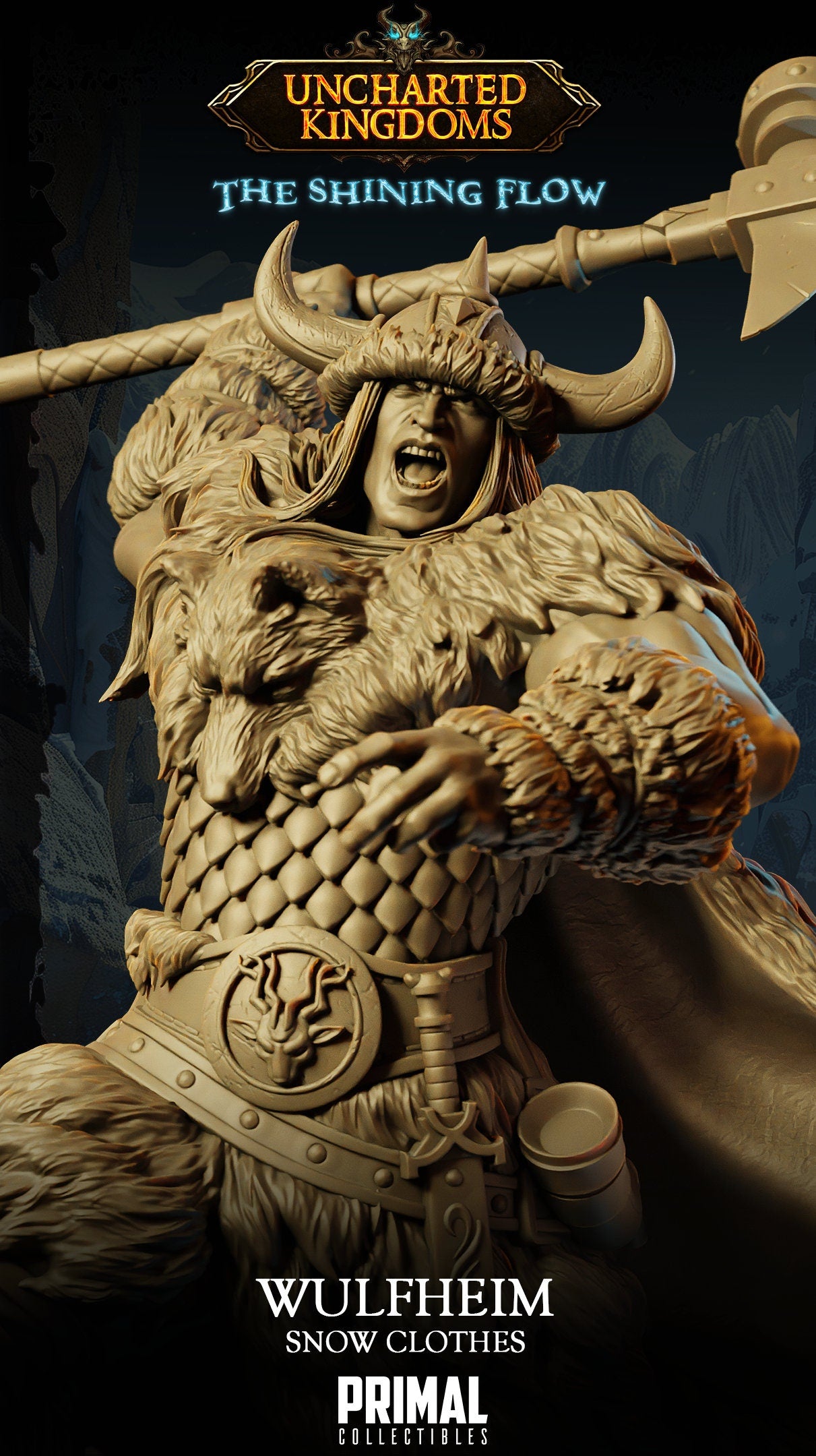 Barbarian Wulfheim Attack | Tabletop Scale | TTRPG D&D Miniature | Primal Collectibles