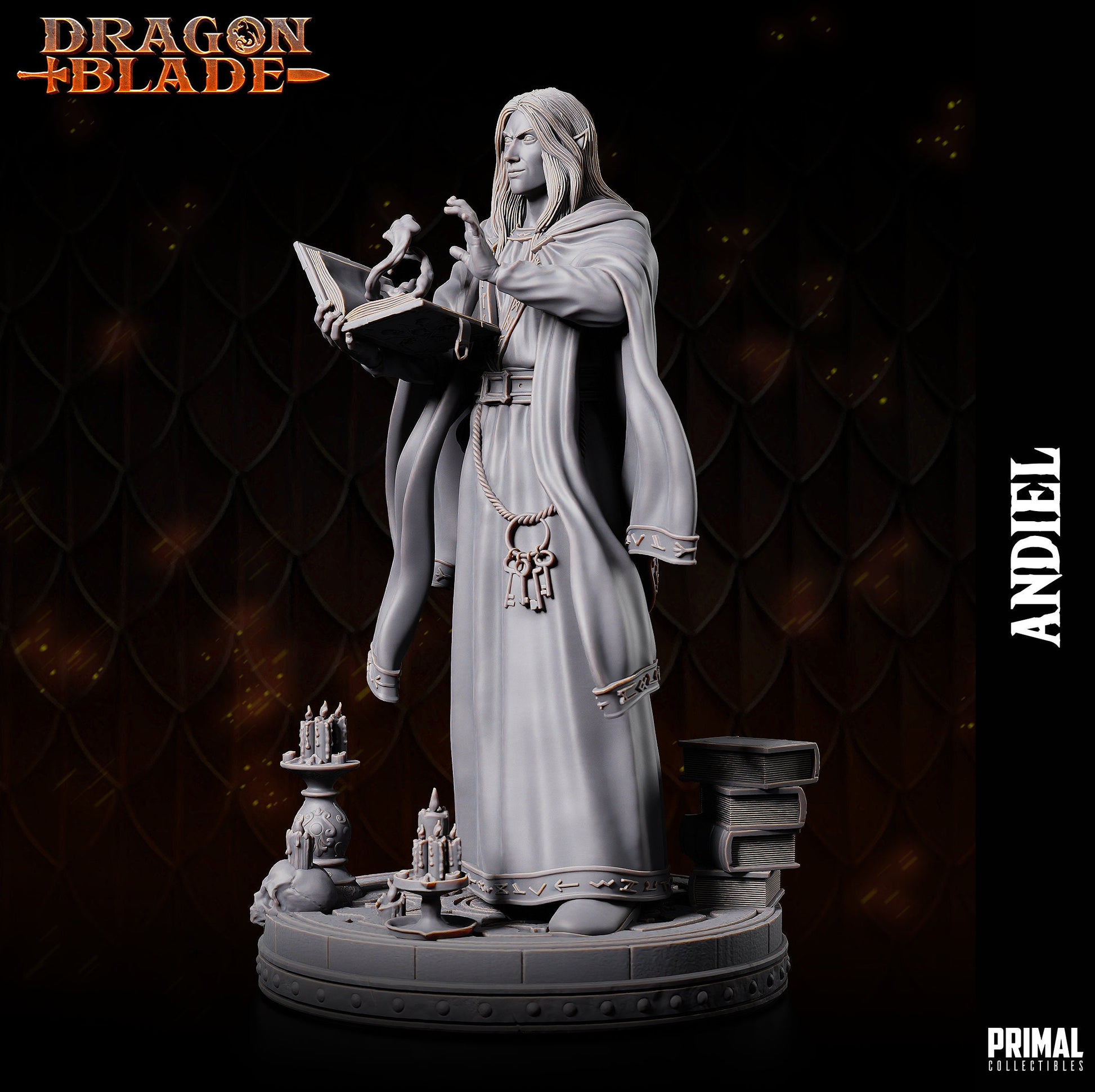 Dark Elf Wizard Andiel | Tabletop Scale | TTRPG D&D Miniature | Primal Collectibles