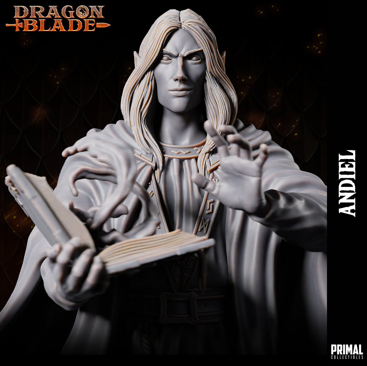 Dark Elf Wizard Andiel | Tabletop Scale | TTRPG D&D Miniature | Primal Collectibles