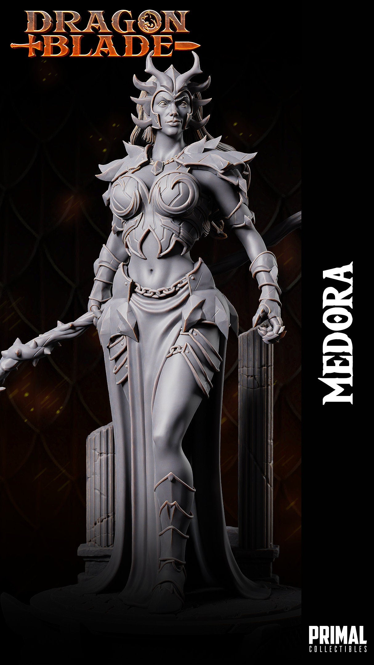 Dark Queen Dragon Medora | Tabletop Scale | TTRPG D&D Miniature | Primal Collectibles