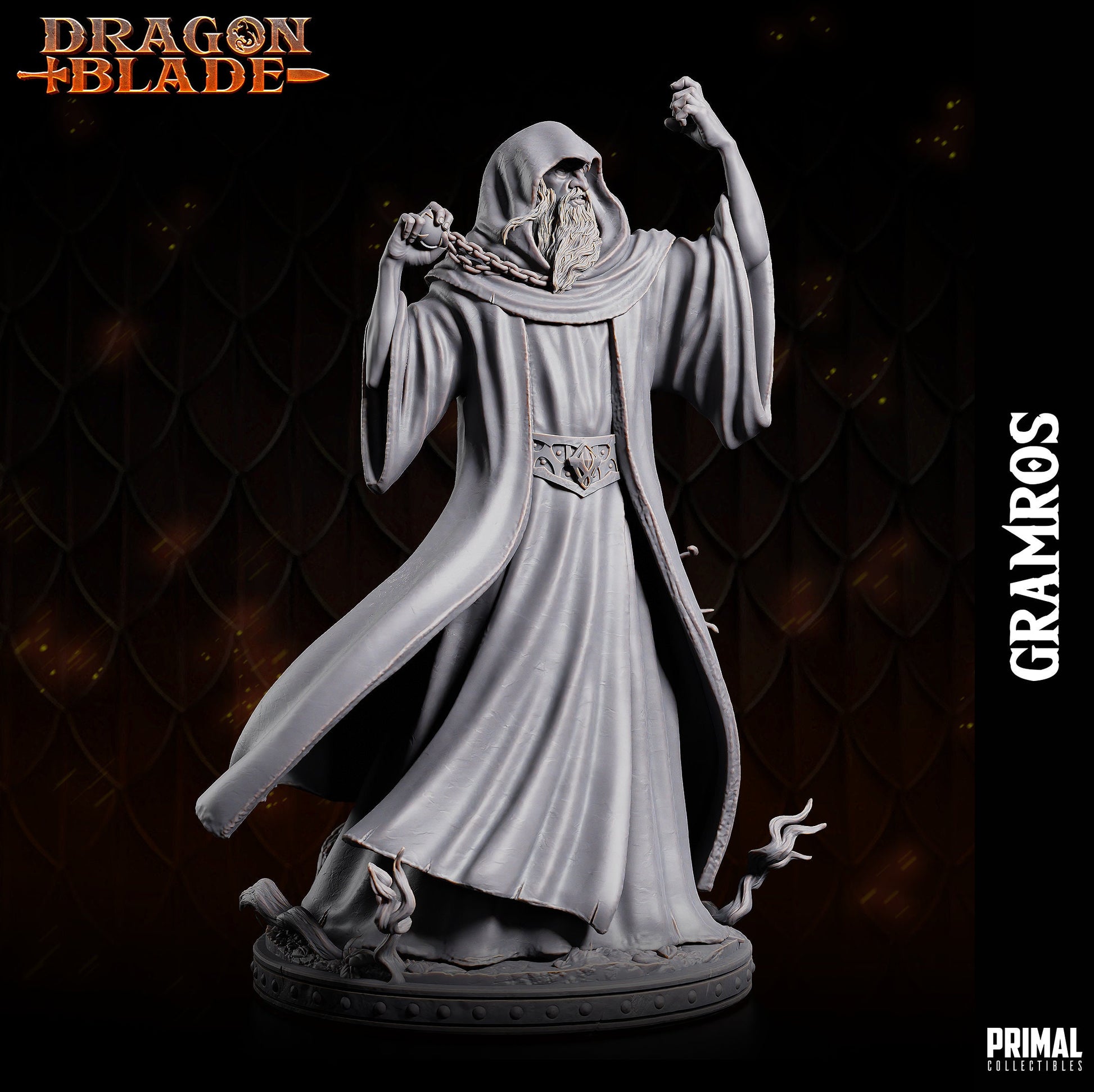 Dark Wizard Gramros | Tabletop Scale | TTRPG D&D Miniature | Primal Collectibles