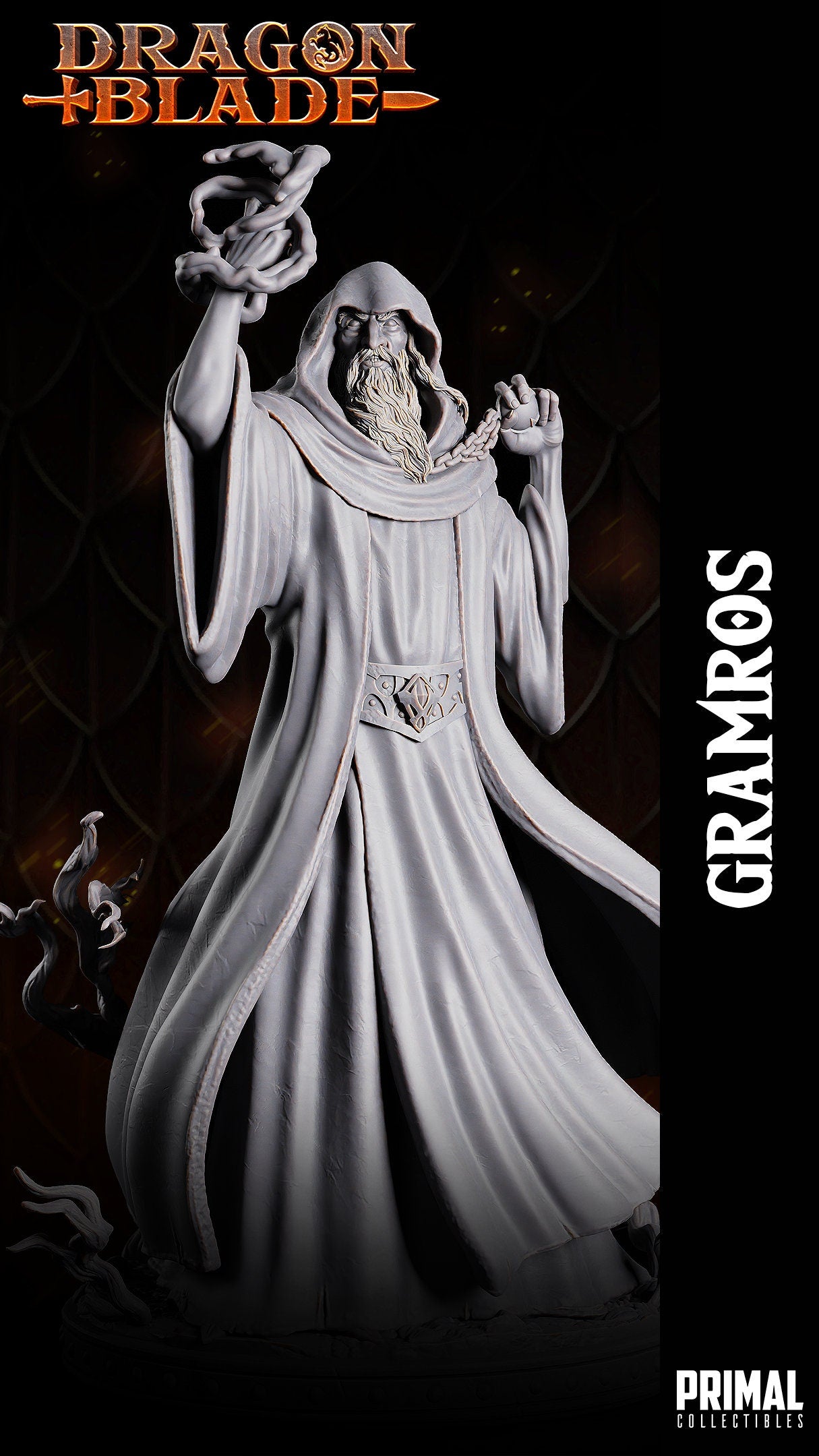 Dark Wizard Gramros | Tabletop Scale | TTRPG D&D Miniature | Primal Collectibles