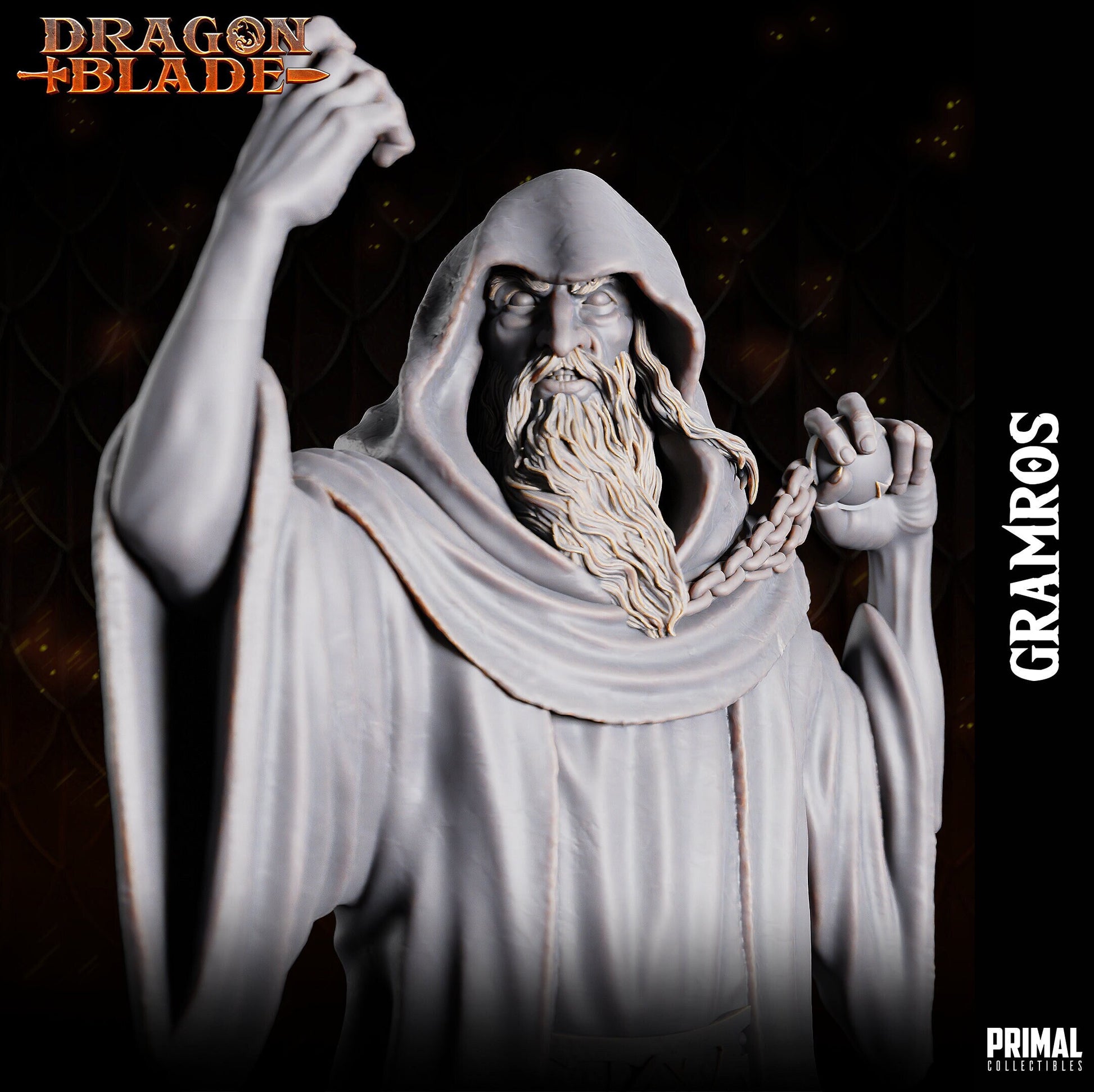 Dark Wizard Gramros | Tabletop Scale | TTRPG D&D Miniature | Primal Collectibles