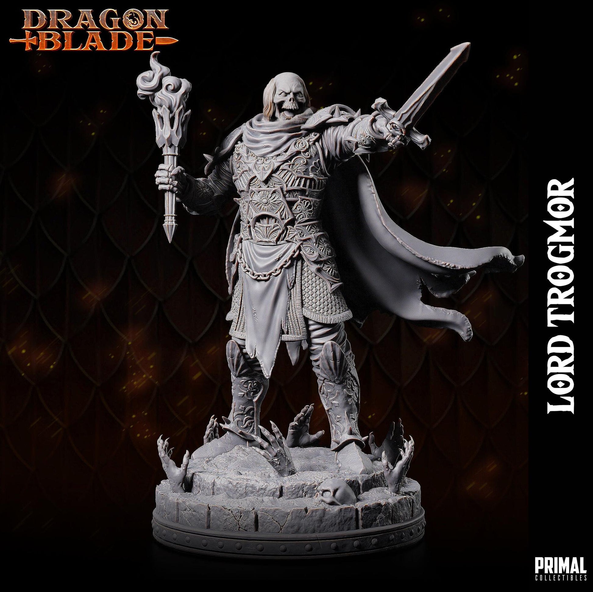 Death Knight Boss Lord Trogmor | Tabletop Scale | TTRPG D&D Miniature | Primal Collectibles
