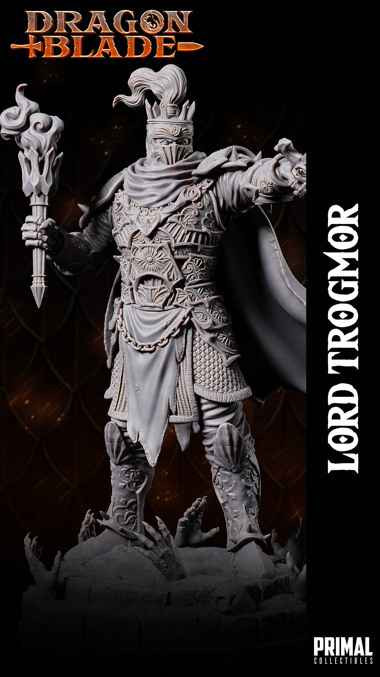 Death Knight Boss Lord Trogmor | Tabletop Scale | TTRPG D&D Miniature | Primal Collectibles