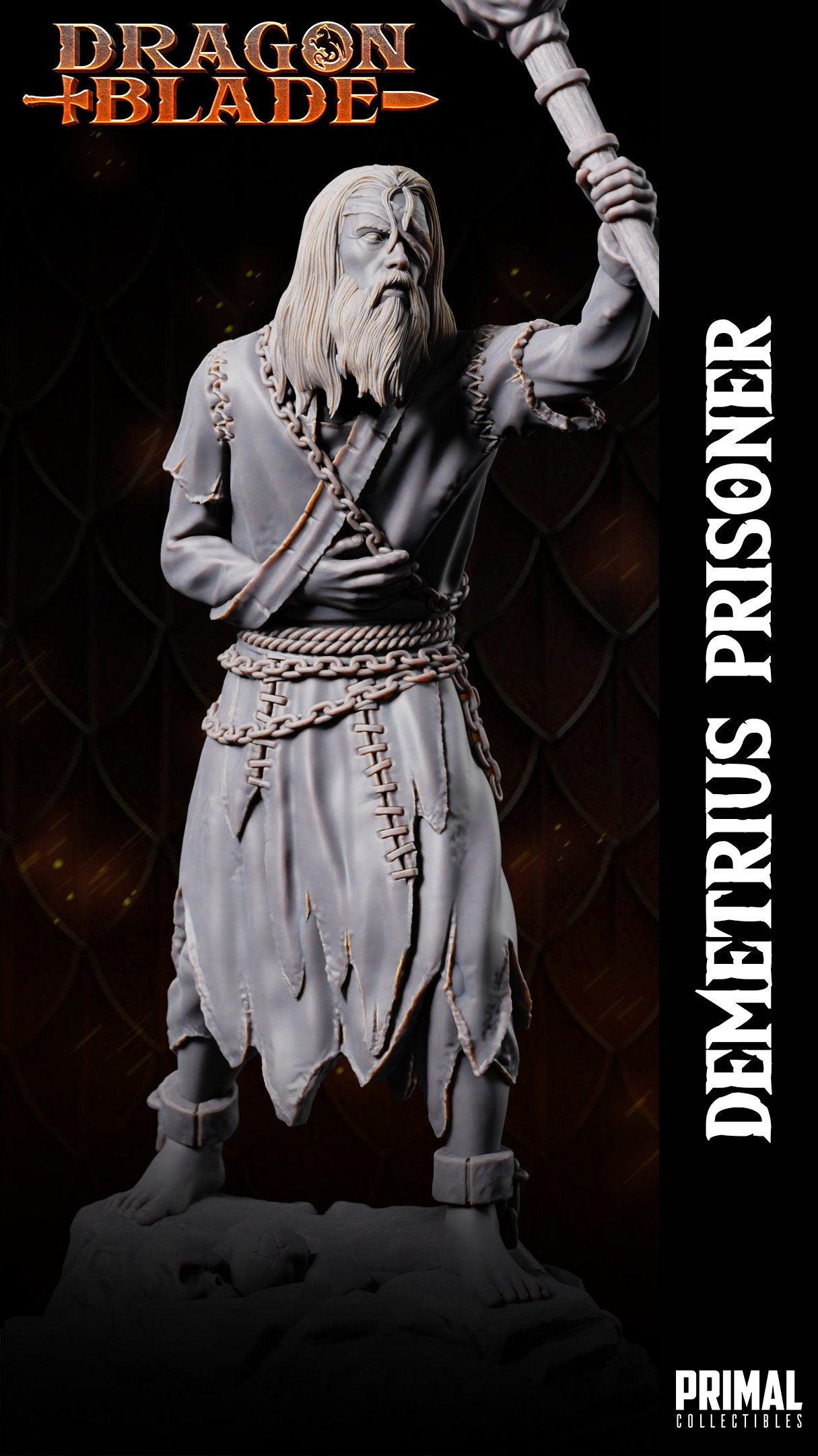 Demetrius Prisoner | Tabletop Scale | TTRPG D&D Miniature | Primal Collectibles