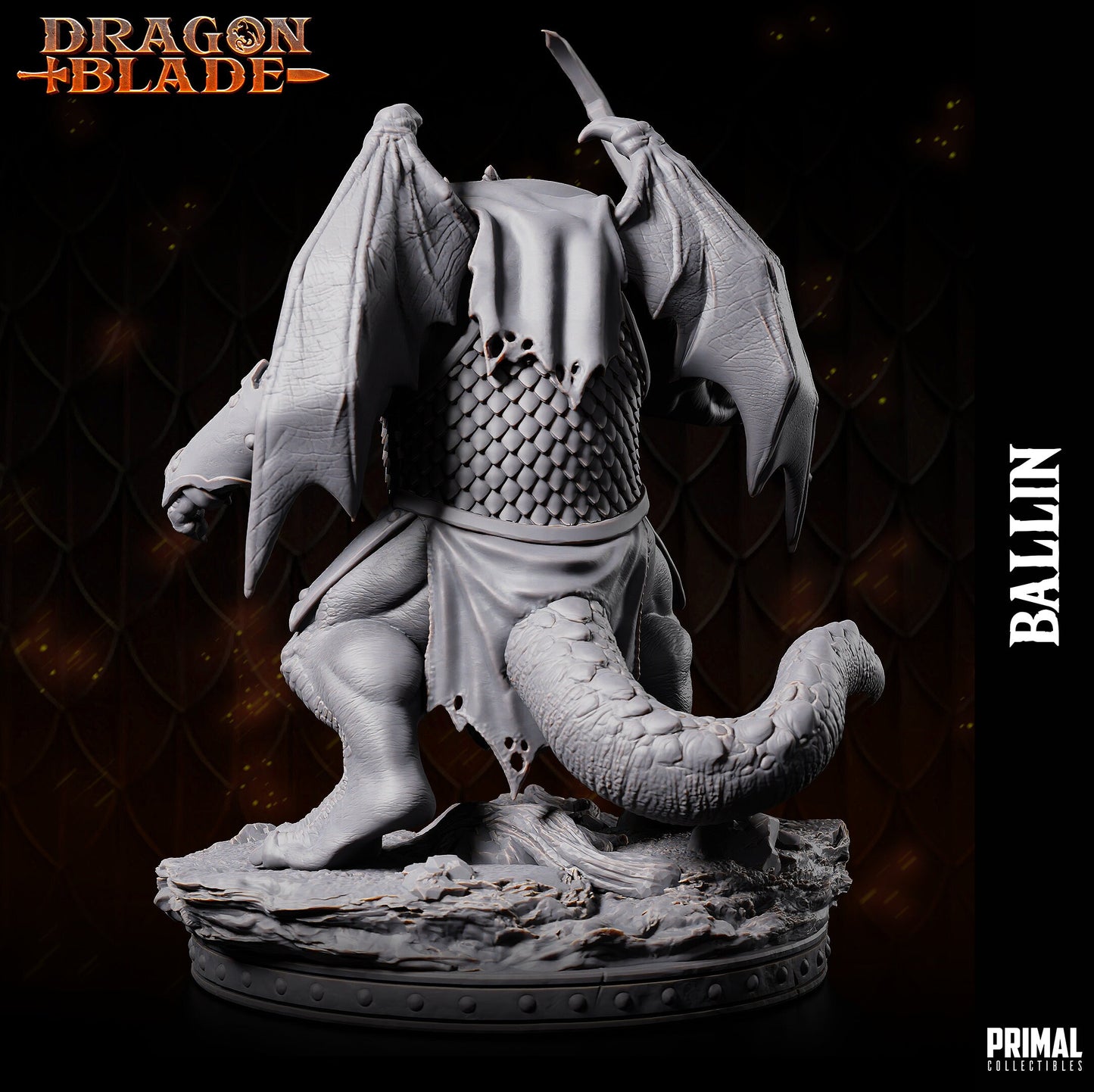 Draconian Warrior Ballin | Tabletop Scale | TTRPG D&D Miniature | Primal Collectibles