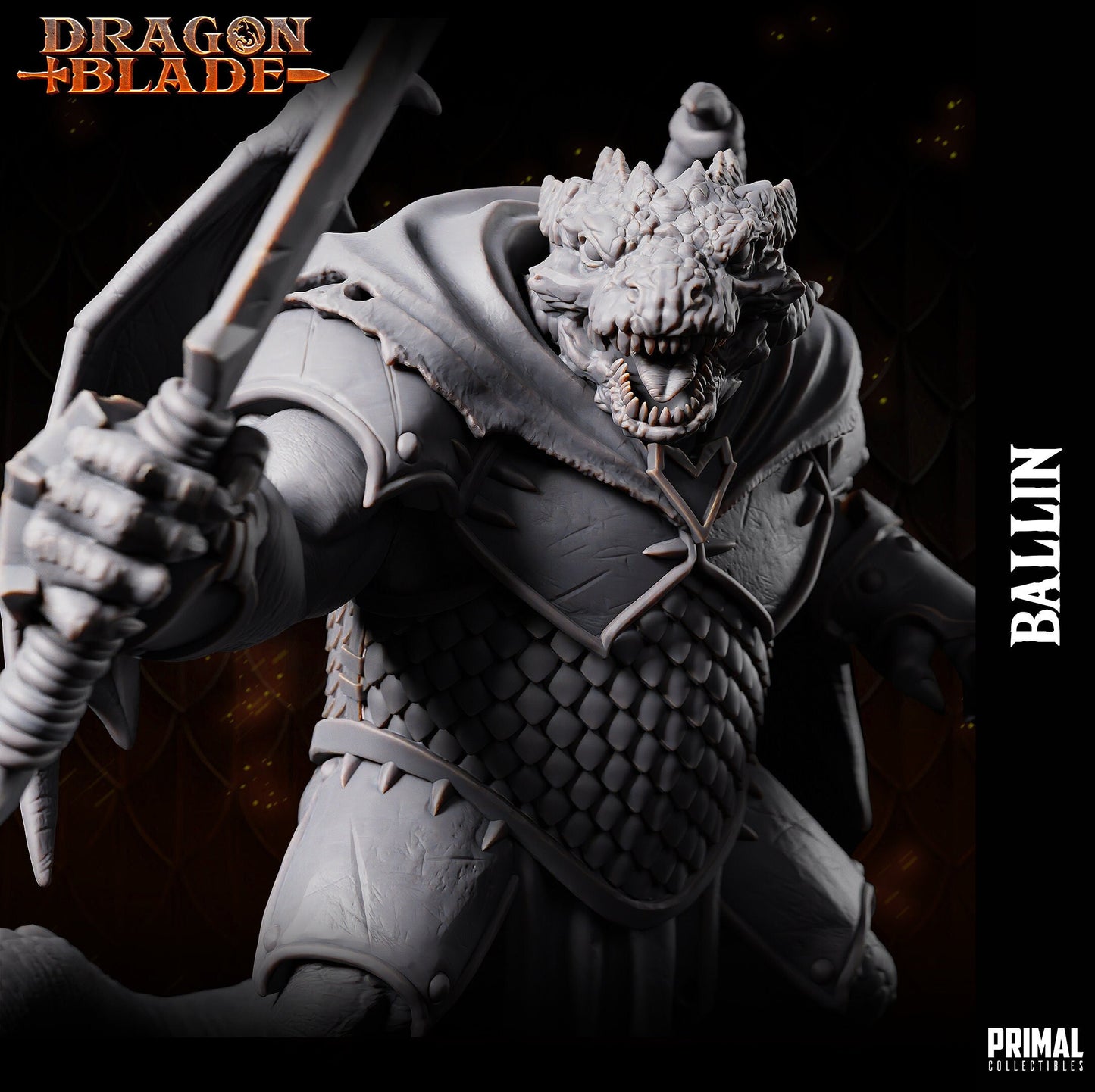 Draconian Warrior Ballin | Tabletop Scale | TTRPG D&D Miniature | Primal Collectibles