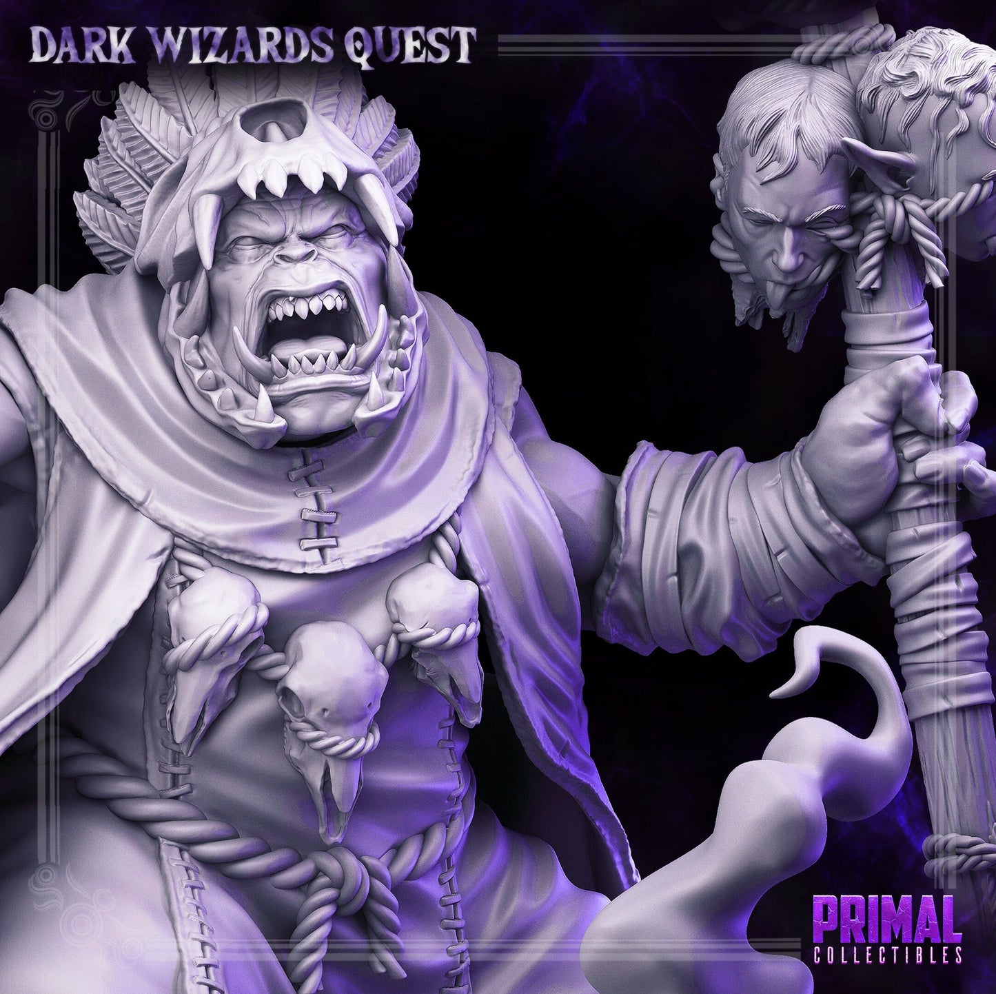 Dunkun Orc Shaman | Tabletop Scale | TTRPG D&D Miniature | Primal Collectibles