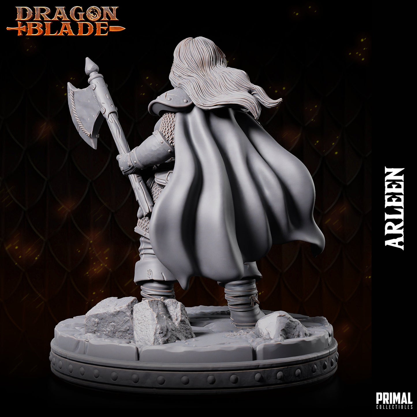 Dwarf Heroin Arleen Axe | Tabletop Scale | TTRPG D&D Miniature | Primal Collectibles