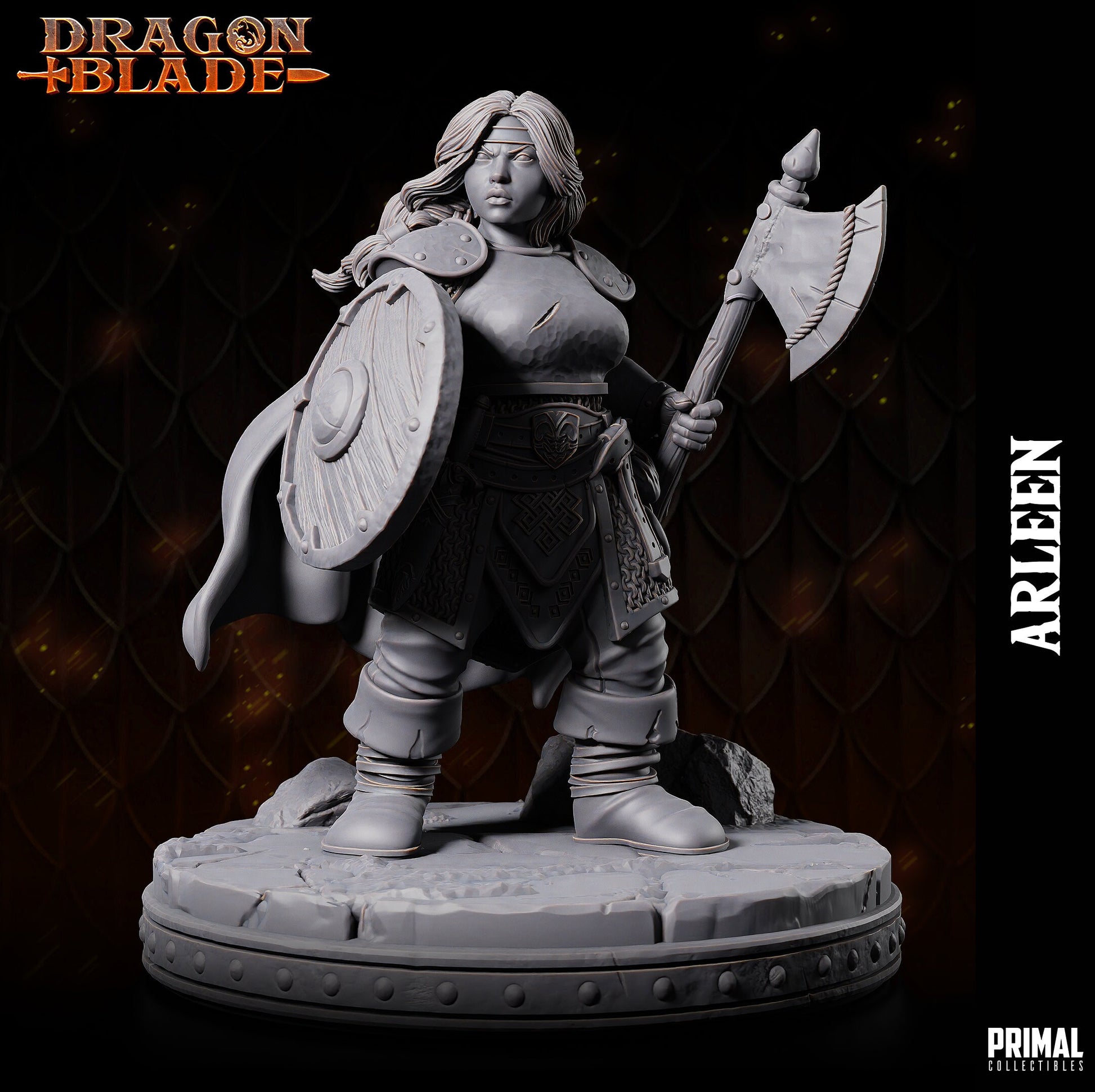 Dwarf Heroin Arleen Axe | Tabletop Scale | TTRPG D&D Miniature | Primal Collectibles