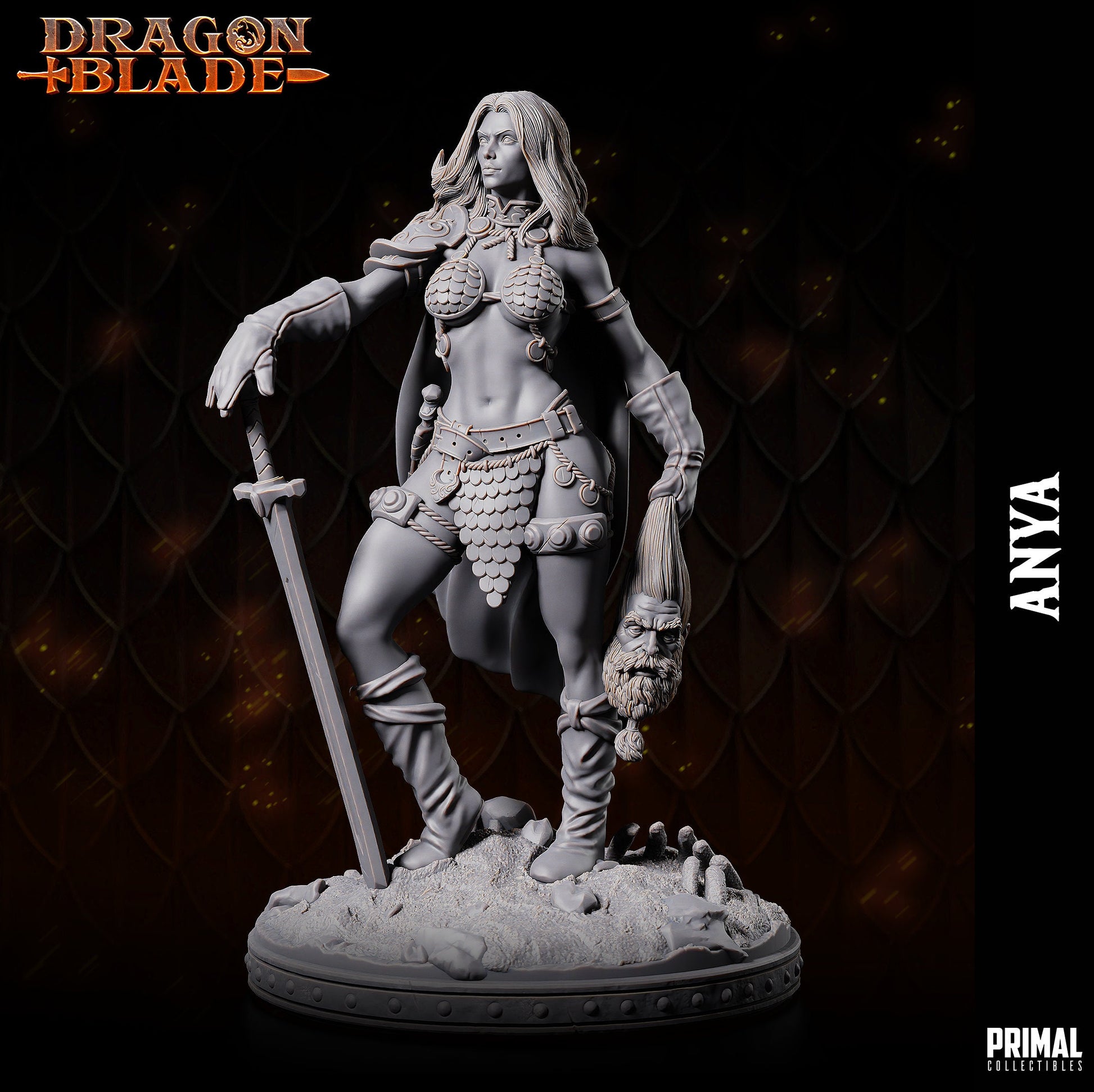 Female Barbarian Anya | Tabletop Scale | TTRPG D&D Miniature | Primal Collectibles