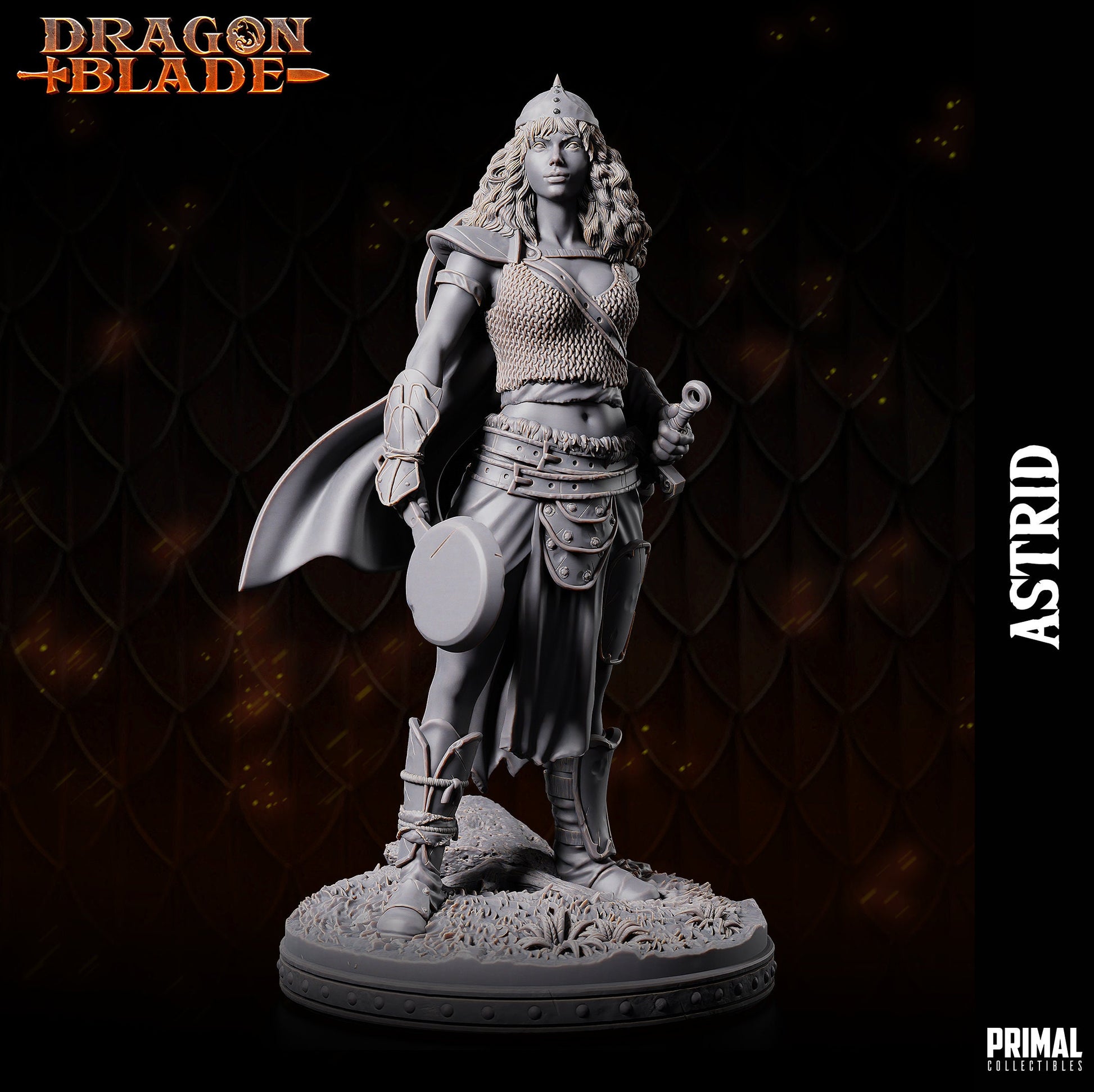 Female Fighter Astrid | Tabletop Scale | TTRPG D&D Miniature | Primal Collectibles