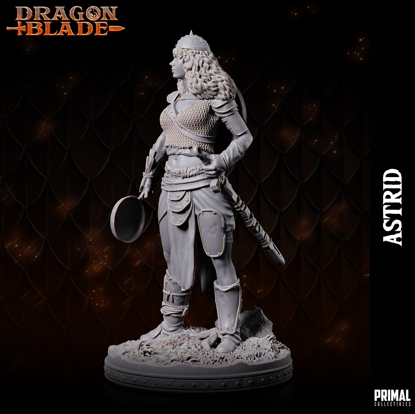 Female Fighter Astrid | Tabletop Scale | TTRPG D&D Miniature | Primal Collectibles