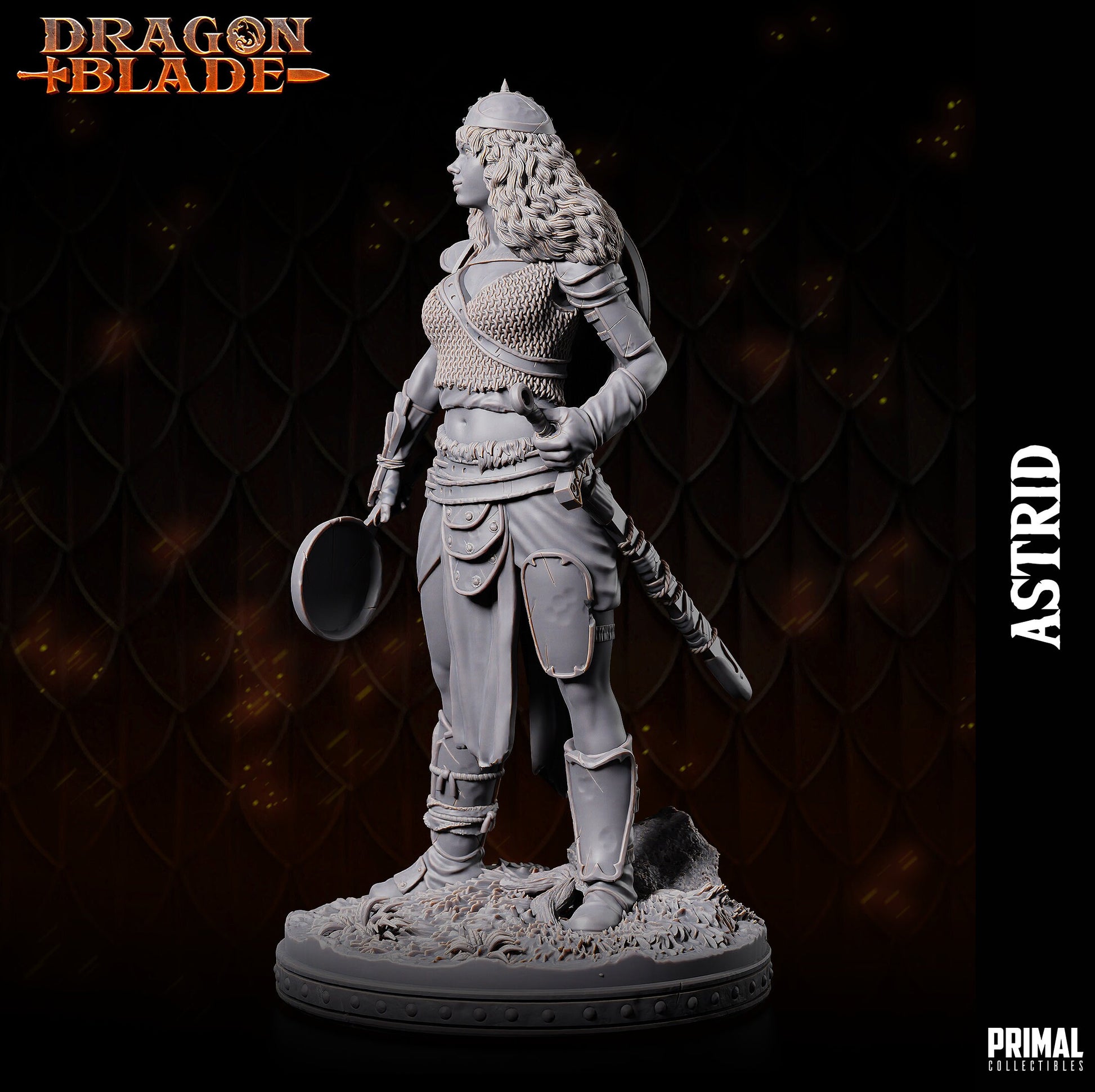 Female Fighter Astrid | Tabletop Scale | TTRPG D&D Miniature | Primal Collectibles