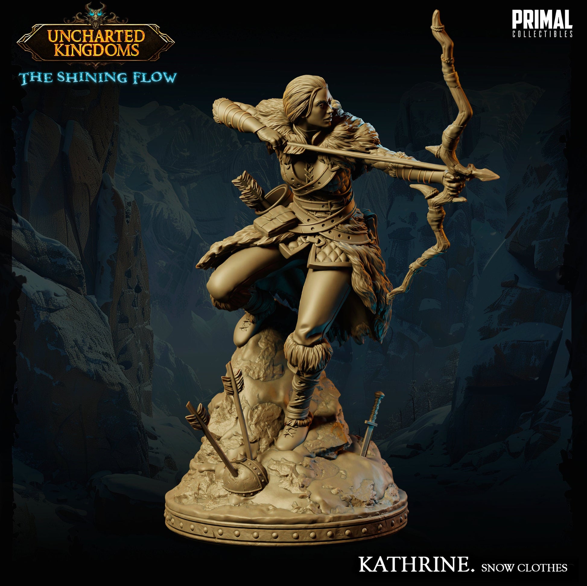 Fighter Katherine Bromm Snow Clothes | Tabletop Scale | TTRPG D&D Miniature | Primal Collectibles