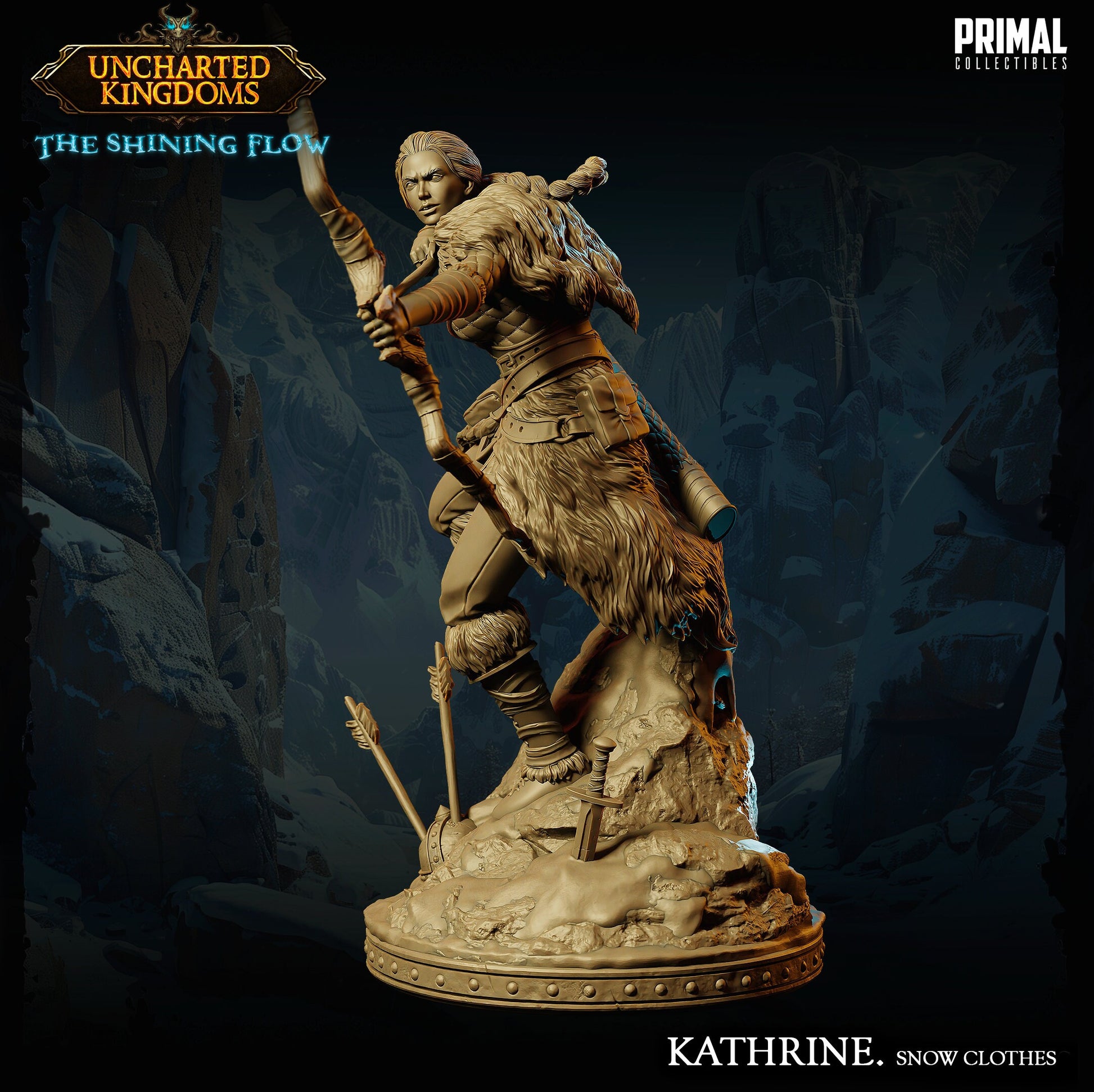 Fighter Katherine Bromm Snow Clothes | Tabletop Scale | TTRPG D&D Miniature | Primal Collectibles