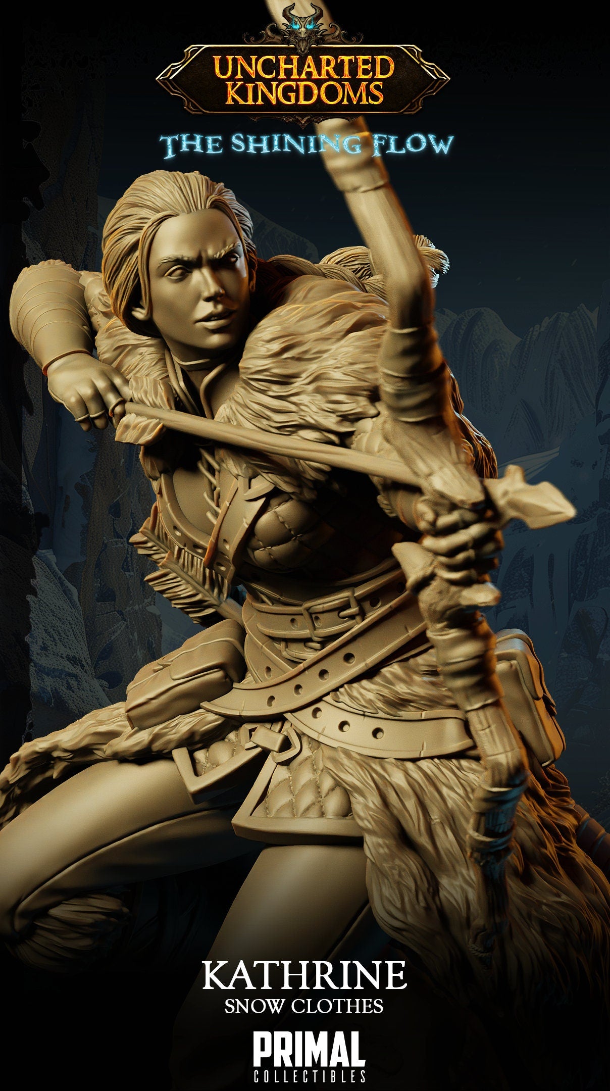 Fighter Katherine Bromm Snow Clothes | Tabletop Scale | TTRPG D&D Miniature | Primal Collectibles