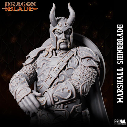Fighter Knight Marshall Shineblade | Dragonblade | TTRPG D&D Miniature | Primal Collectibles