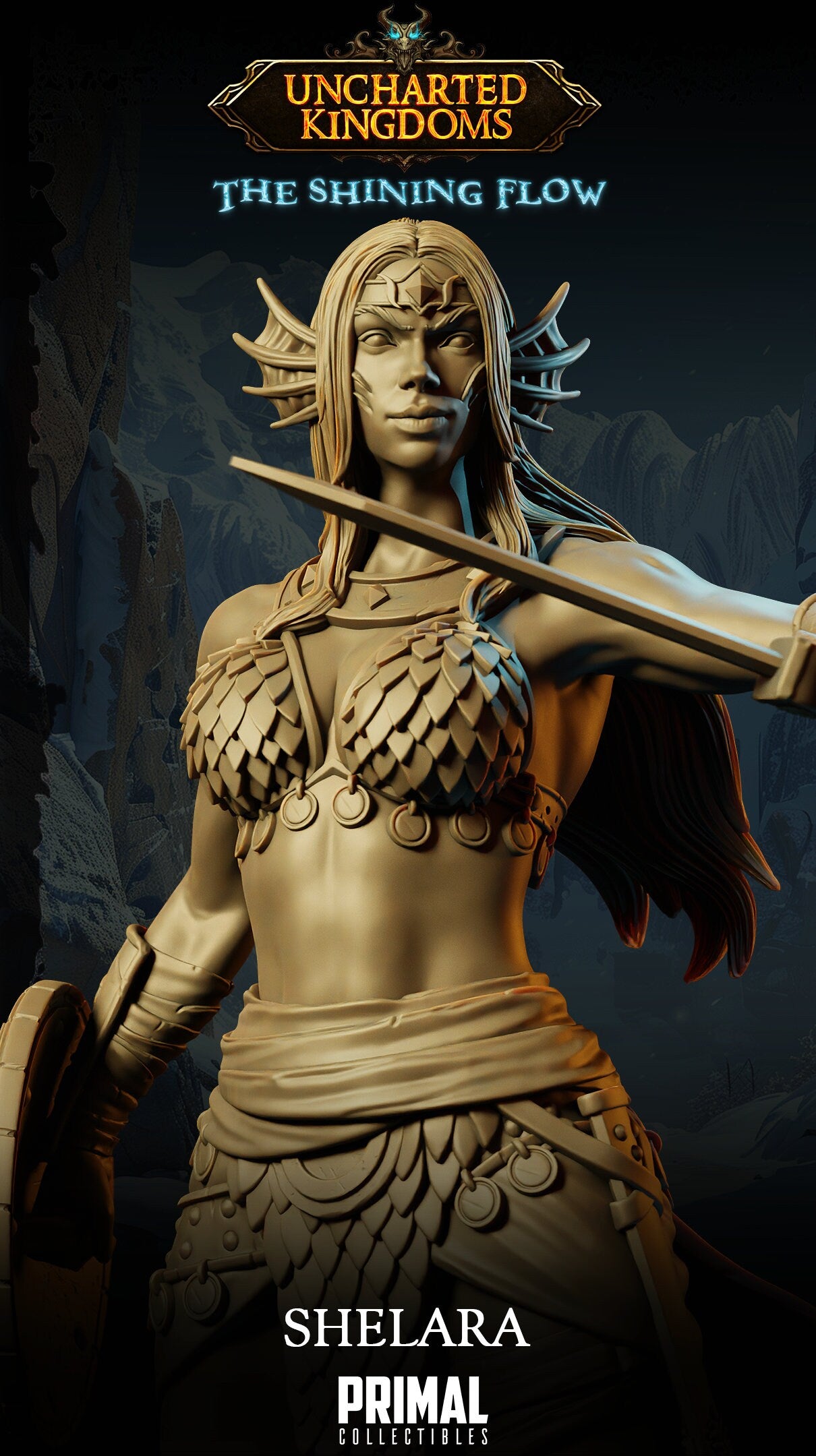 Fighter Shelara | Tabletop Scale | TTRPG D&D Miniature | Primal Collectibles