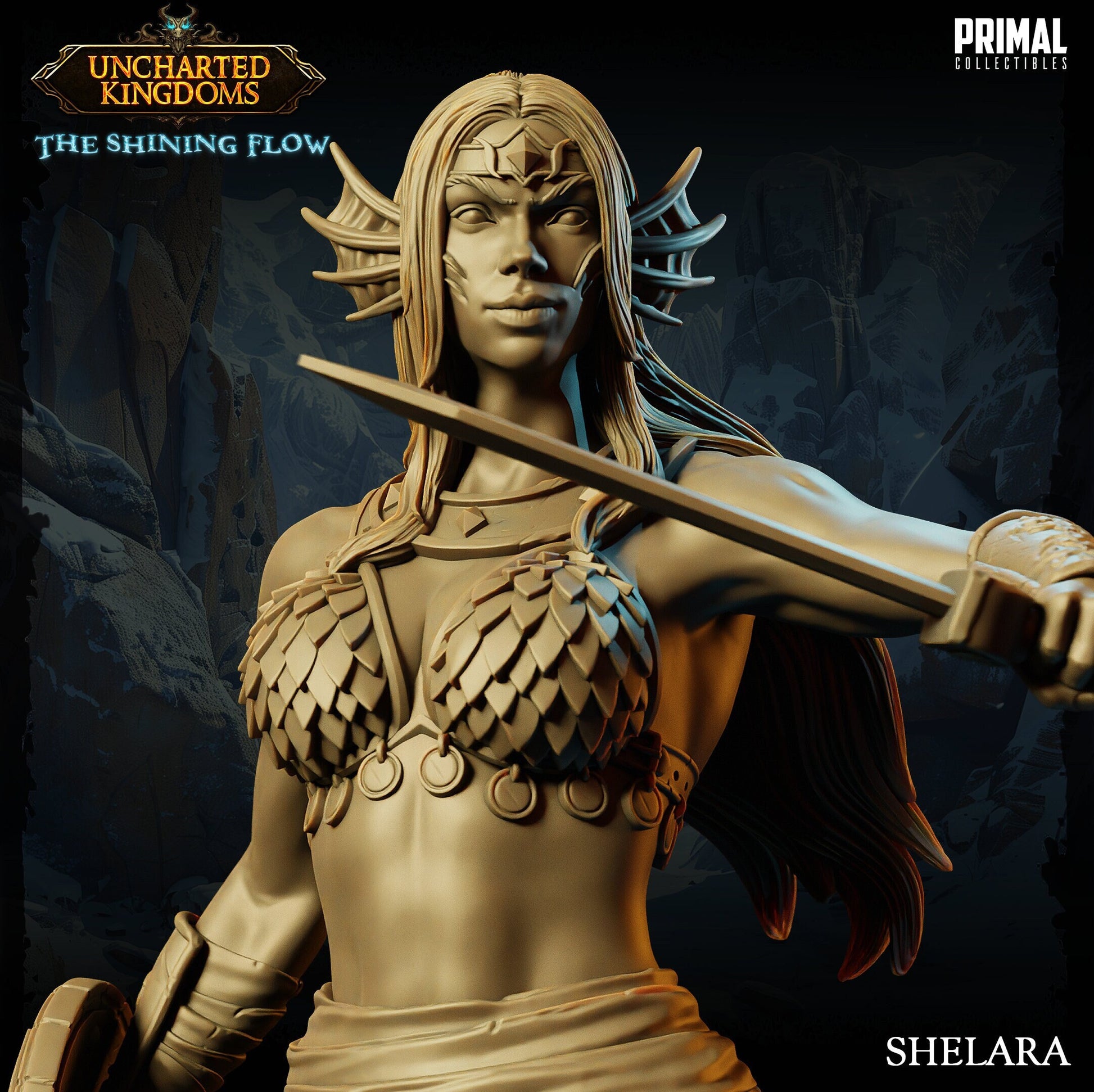 Fighter Shelara | Tabletop Scale | TTRPG D&D Miniature | Primal Collectibles