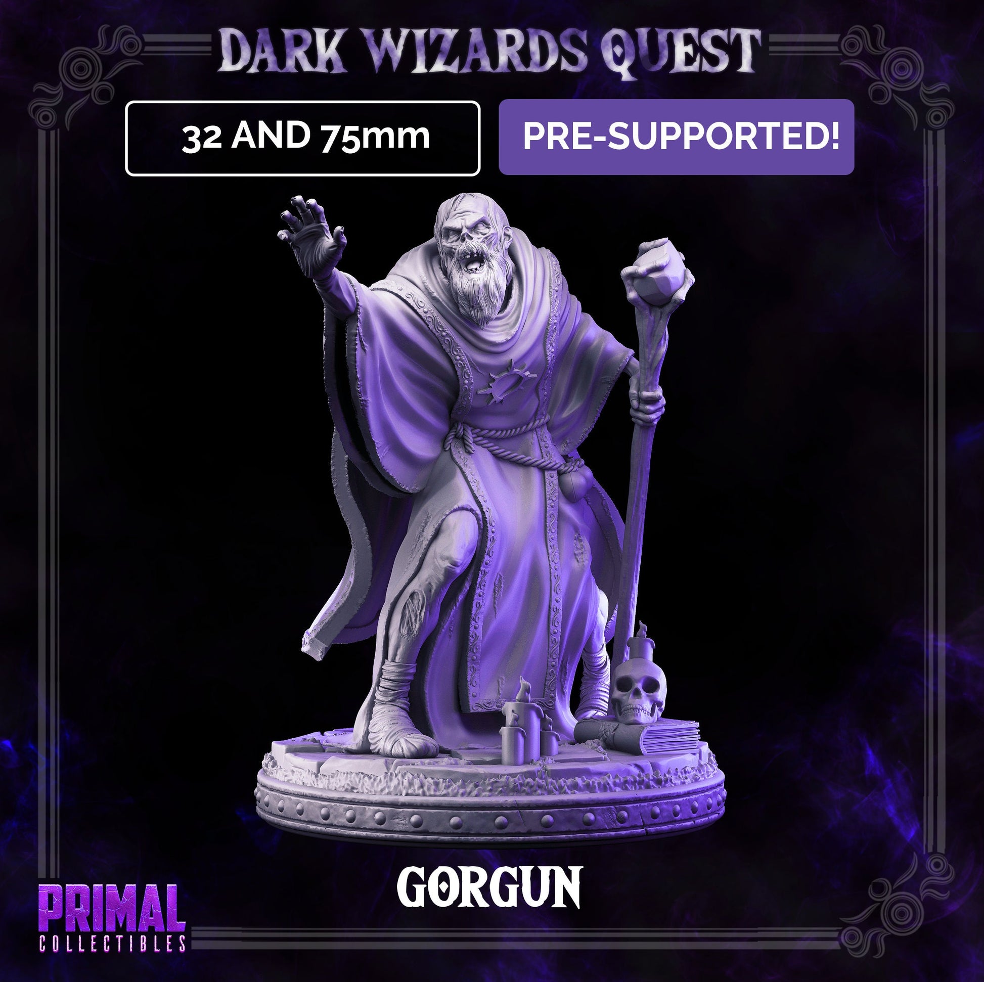 Gorgun Zombie Wizard | Tabletop Scale | TTRPG D&D Miniature | Primal Collectibles